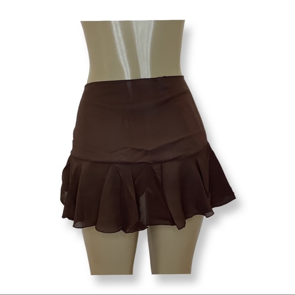 Zuliana Size S/M Brown Ruffle Side Tie Sarong Made in USA. New With Tags - Picture 4 of 4